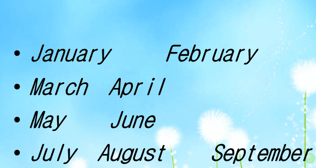 英語月份、泰語月份、越南語月分、土耳其語月份